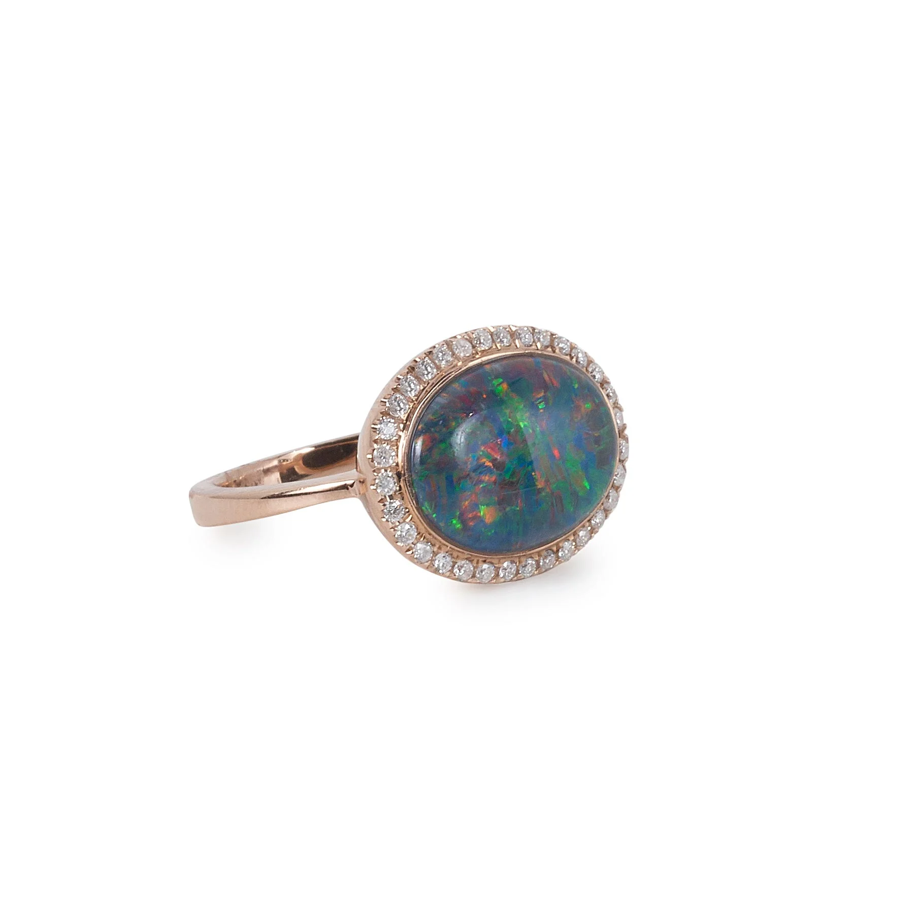 Majestic Opal Ring With Diamond Halo