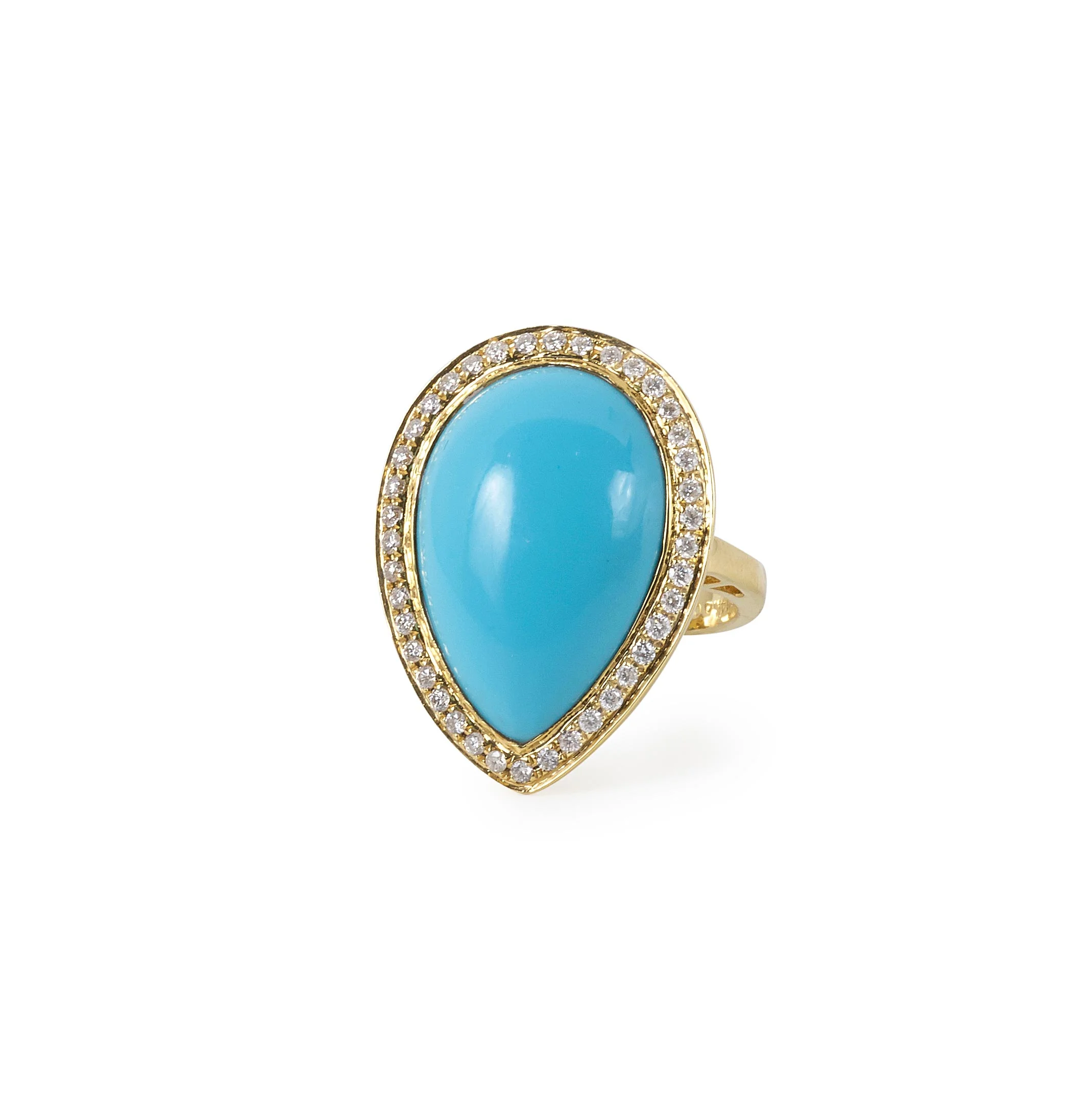 Turquoise and Diamond Halo Ring