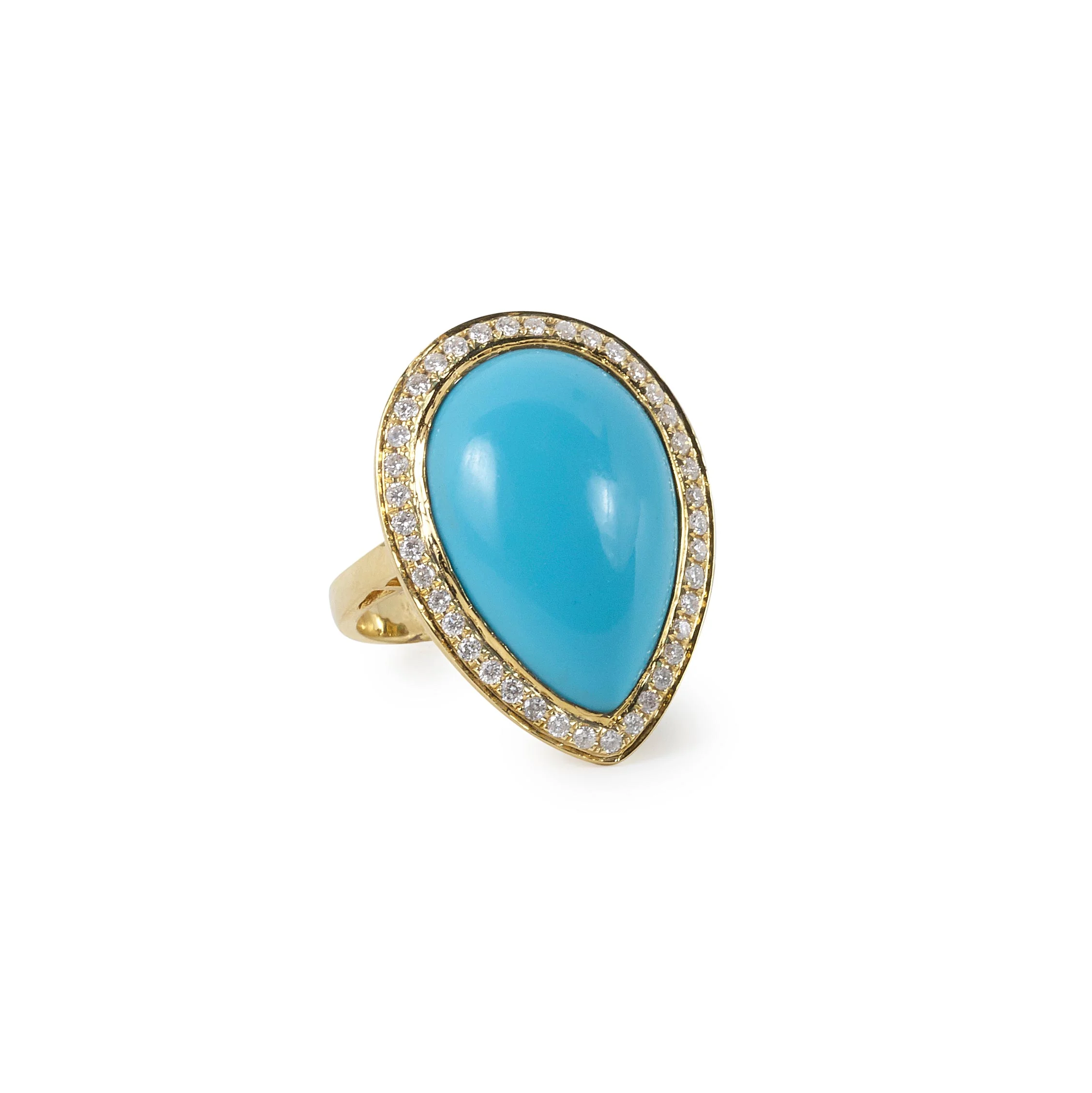 Turquoise and Diamond Halo Ring