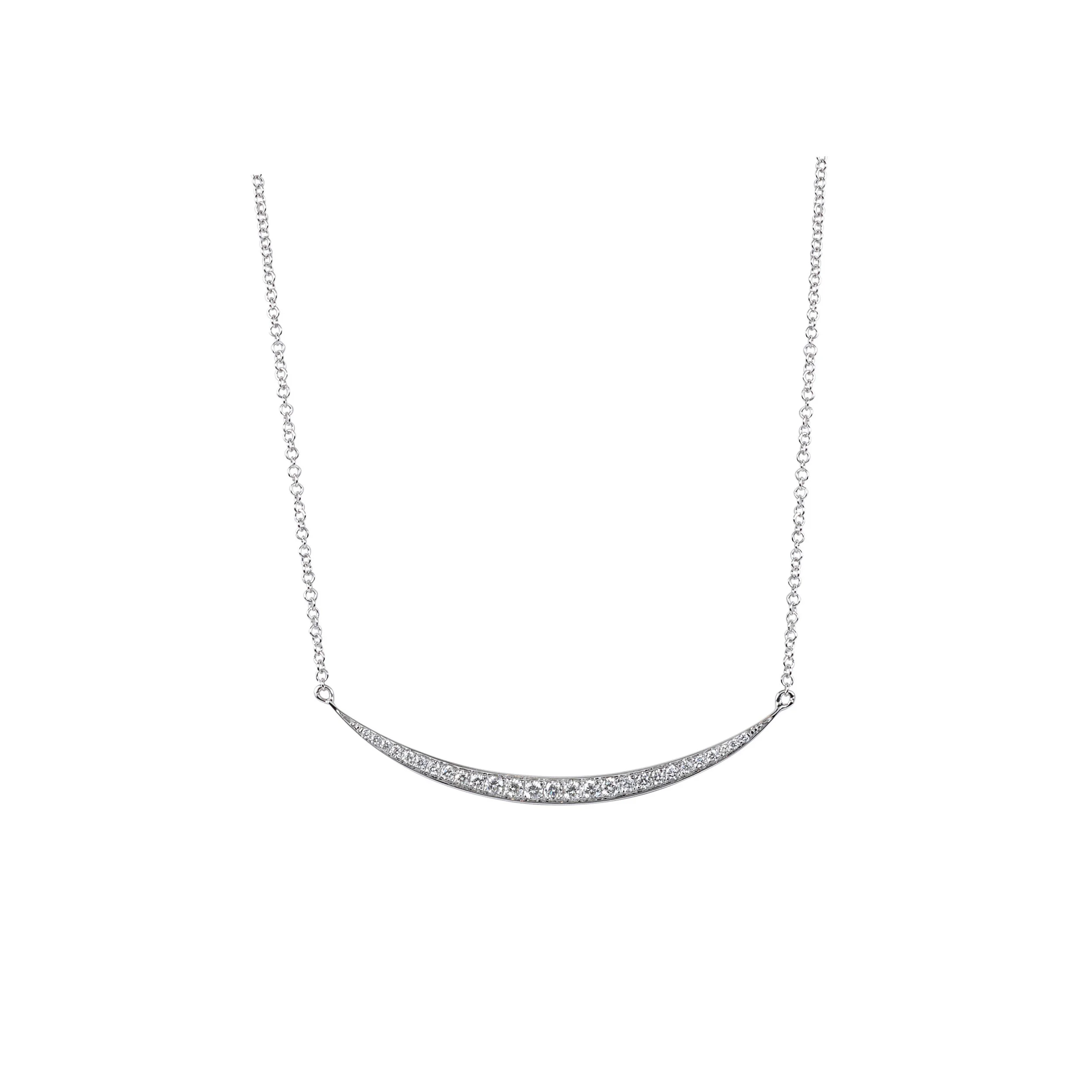 Diamond Curved Bar Pendant Necklace
