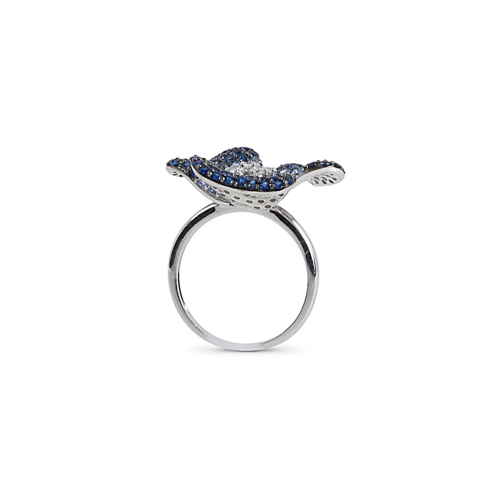 Sapphire and Diamond Ombre Flower Ring