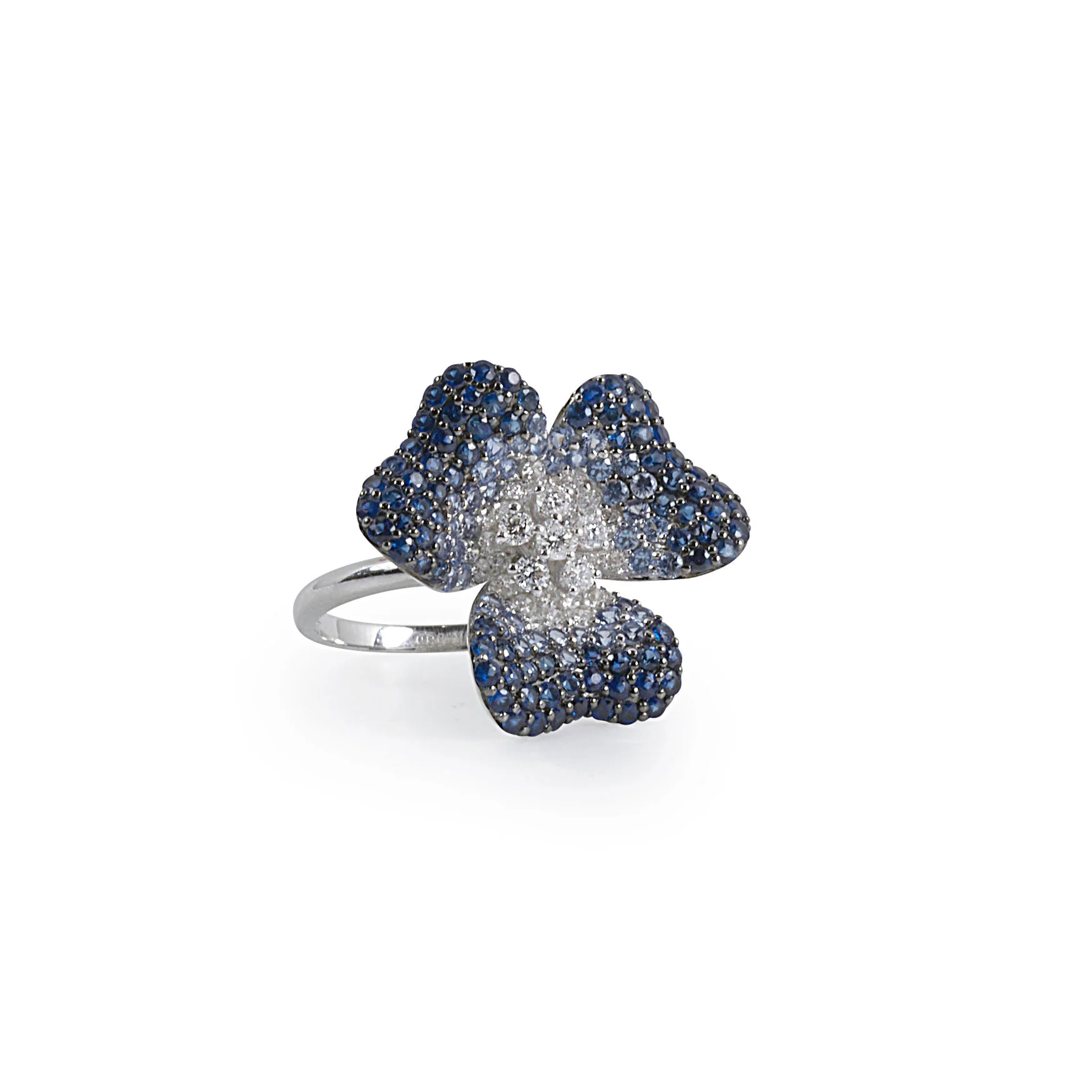 Sapphire and Diamond Ombre Flower Ring