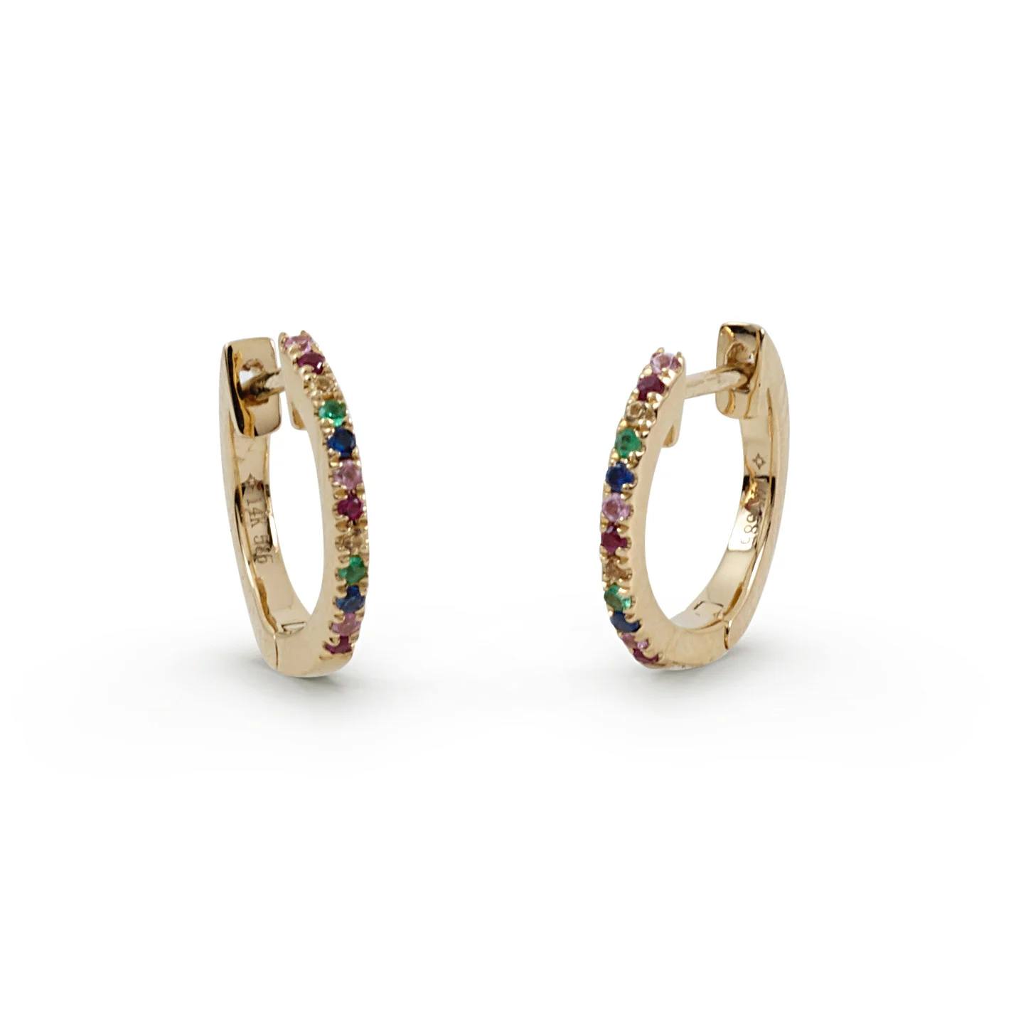 Small Multi-Gemstone Hoop Earrings