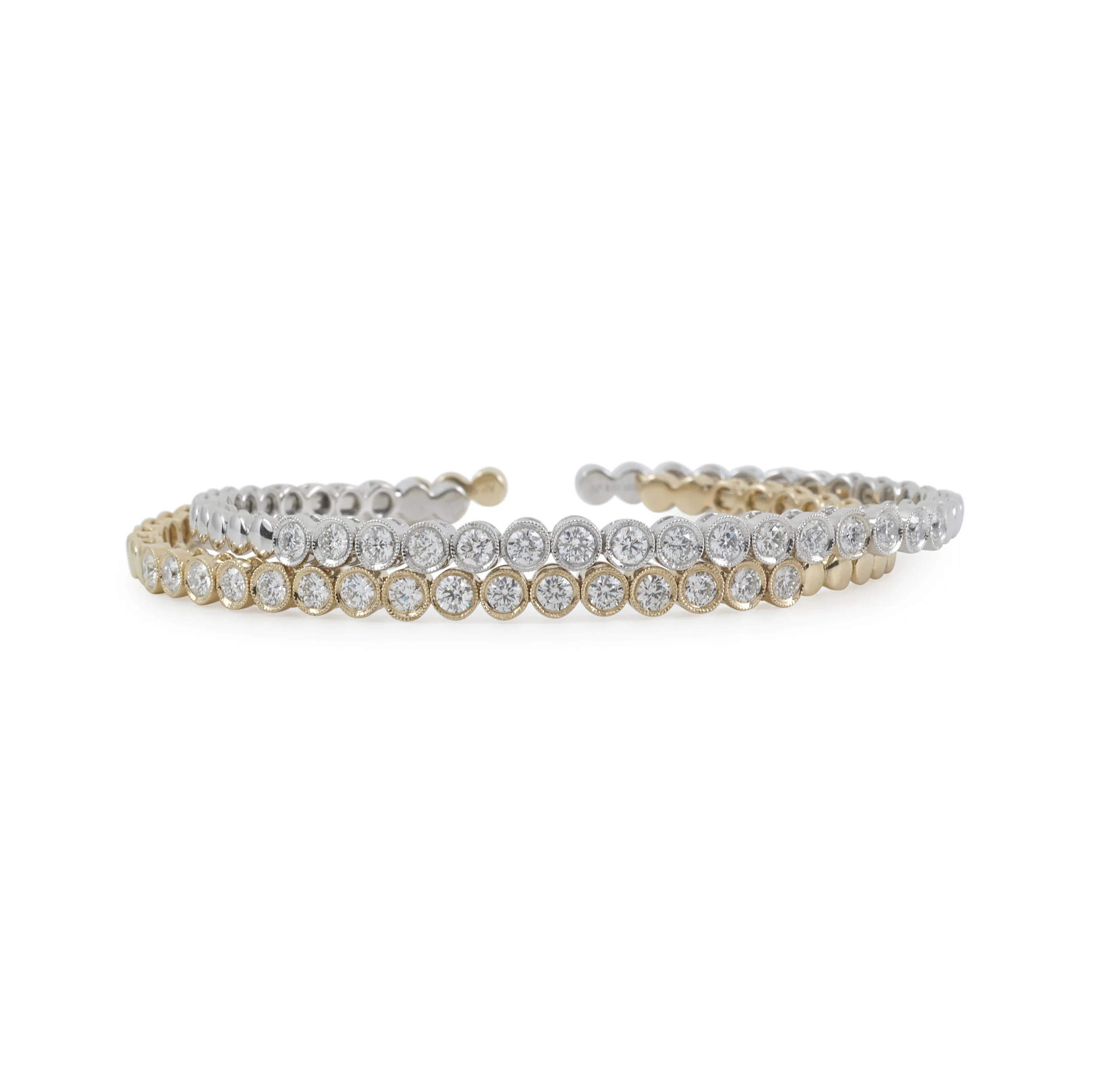 White Gold and Bezel-Set Diamond Cuff