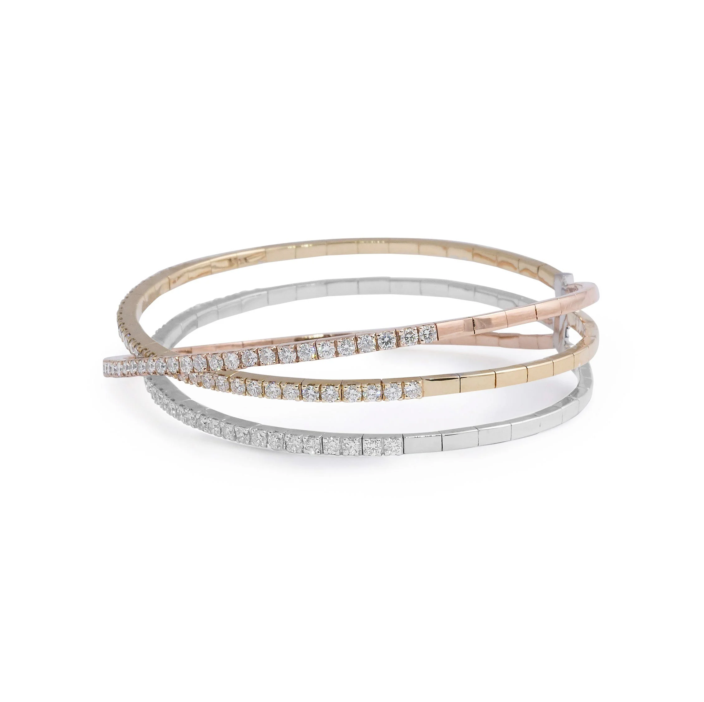 Tri-Color Diamond Cuff