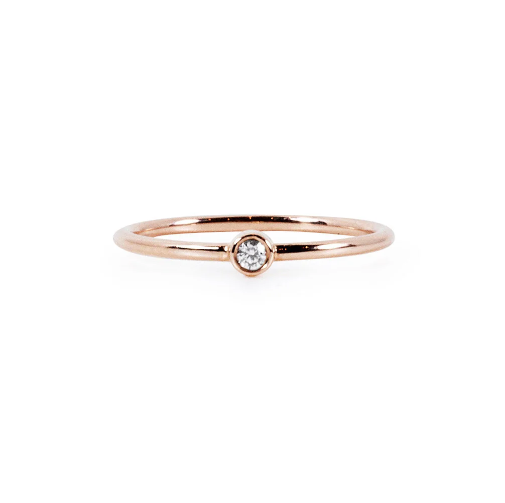 Tiny Diamond and Rose Gold Ring