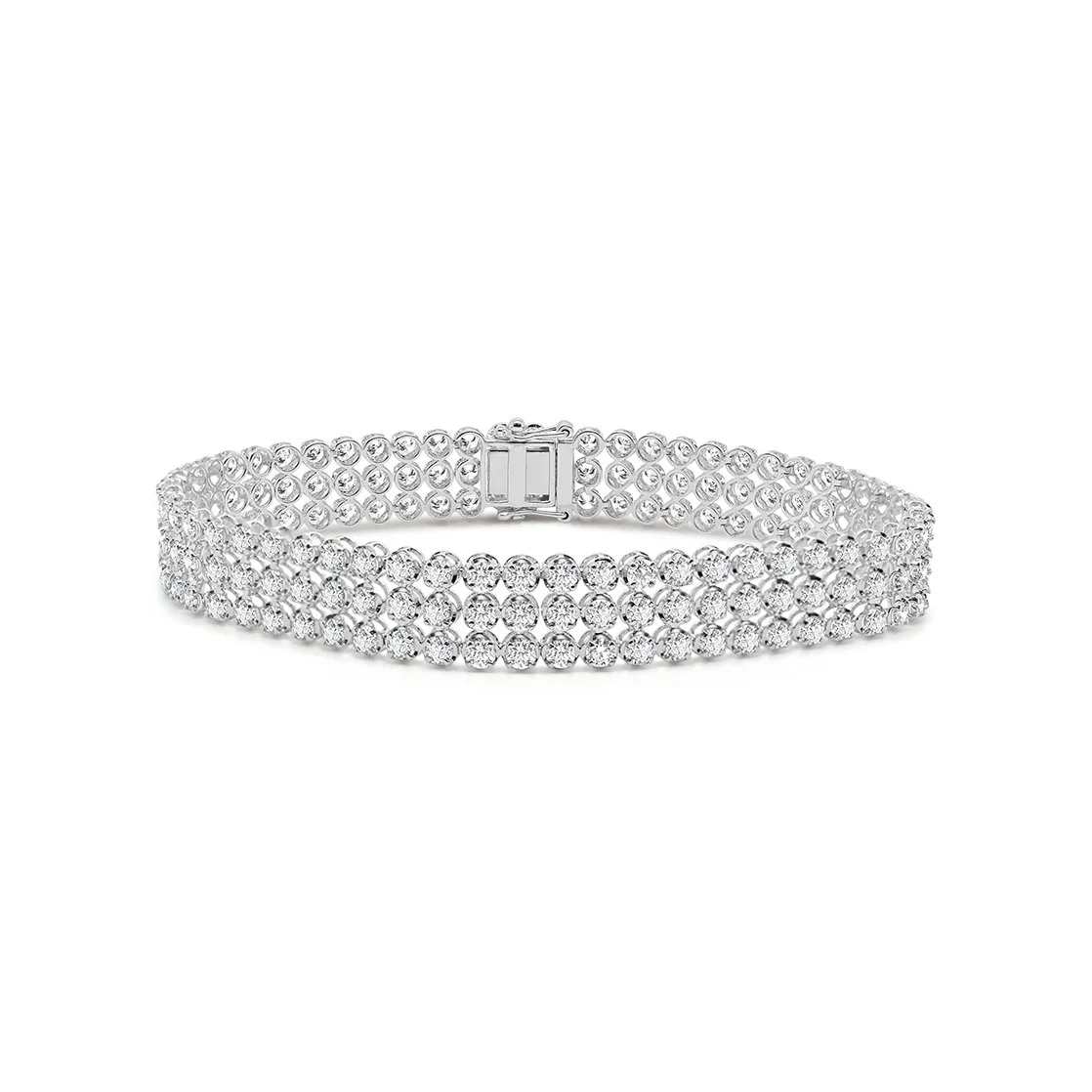 14k white gold three row diamond tennis bracelet with round brilliant diamonds. (Copy)