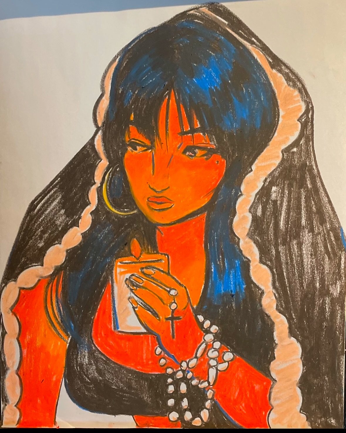 Oil pastel on newsprint of @pradapauu 2023