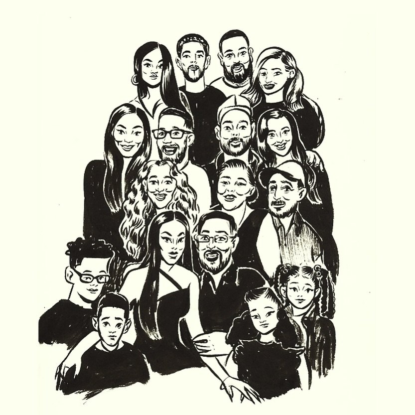 Ink brush family portrait for the fabulous @ccveras + @justjuice familias 🫶 

First draft + final ❤️