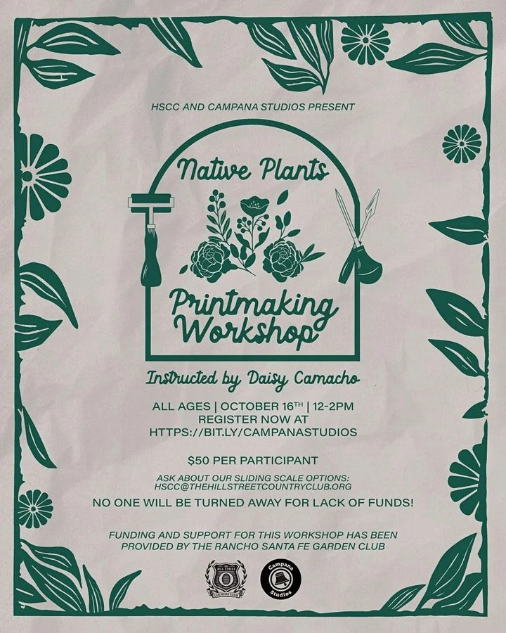 native plants printmaking workshop with daisy camacho flyer