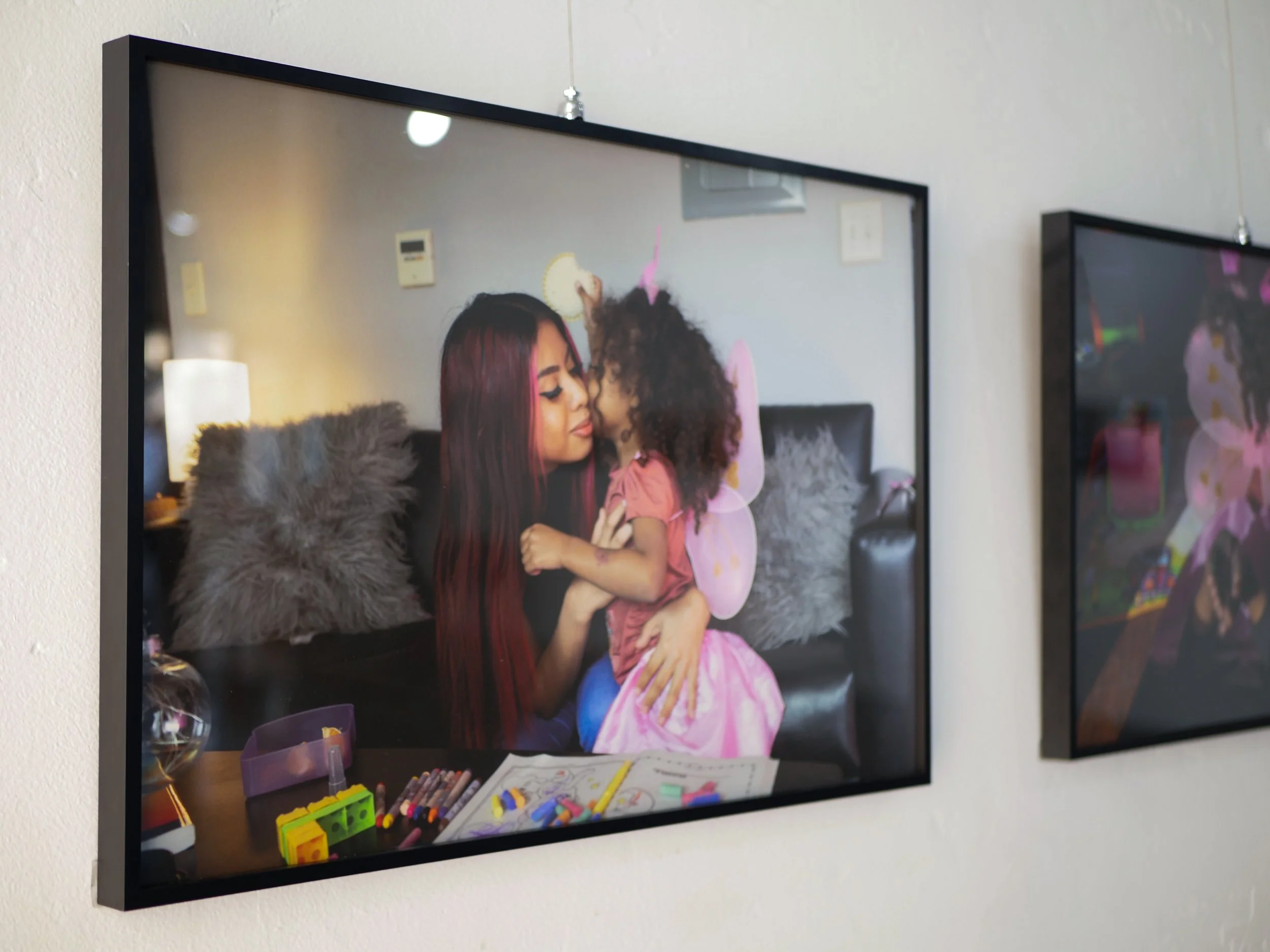 mother and daughter in a gallery photograph