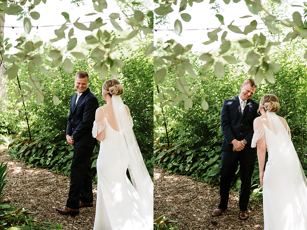  Stunning bride and groom overjoyed during their first look for this spring wedding at Locust Grove in Louisville Kentucky. spring wedding first look Locust Grove Louisville photographer Kentucky wedding photography by Lauren outdoor wedding bride an