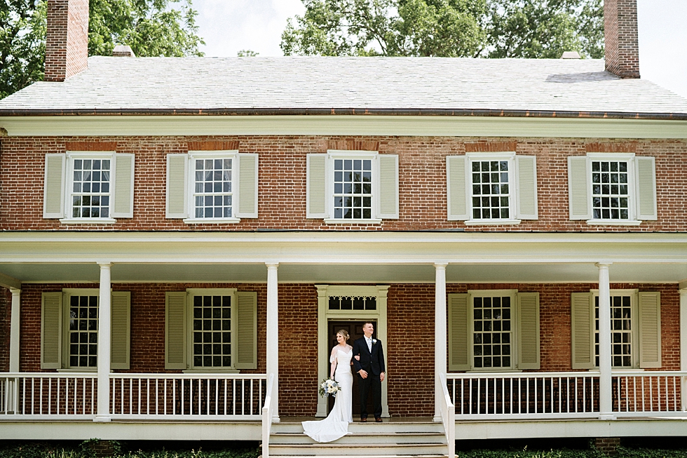  Southern bride and groom at the lovely manor house at Locust Grove in Louisville Kentucky. spring wedding dress Locust Grove Louisville photographer Kentucky wedding photography by Lauren outdoor wedding southern bride and groom historic manor house