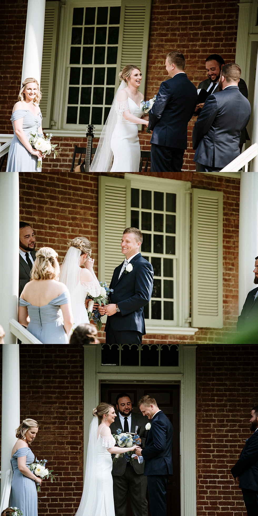  Beautiful bride and groom exchanging heartfelt vows at this outdoor ceremony in Louisville Kentucky at Locust Grove. spring wedding dress Locust Grove Louisville photographer Kentucky wedding photography by Lauren outdoor wedding ceremony bride and 