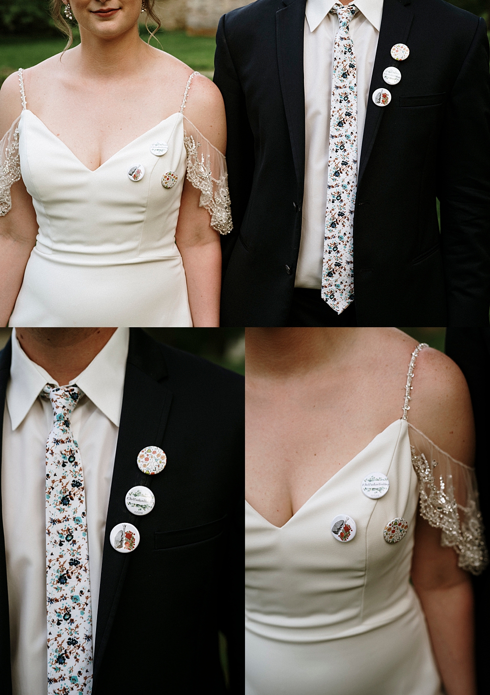  Cute bride and groom wearing matching pins at this outdoor spring wedding in Louisville Kentucky at Locust Grove. spring wedding dress Locust Grove Louisville photographer Kentucky wedding photography by Lauren outdoor wedding bride and groom black 