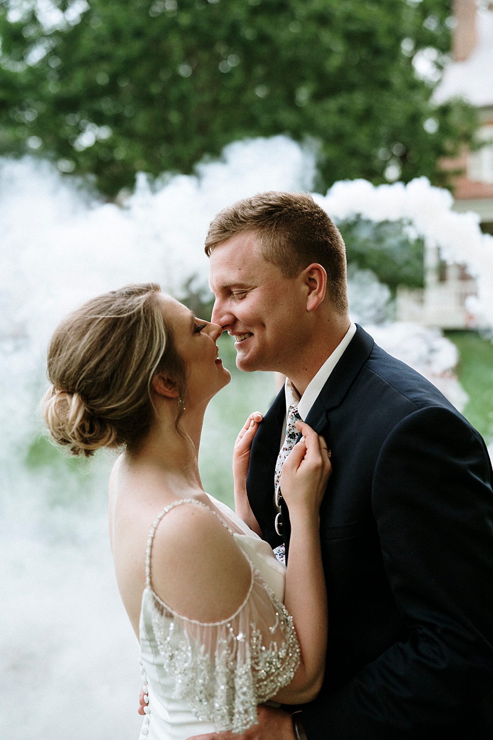  Southern bride and groom madly in love at this outdoor spring wedding in Louisville Kentucky at Locust Grove. spring wedding dress Locust Grove Louisville photographer Kentucky wedding photography by Lauren outdoor wedding bride and groom black suit