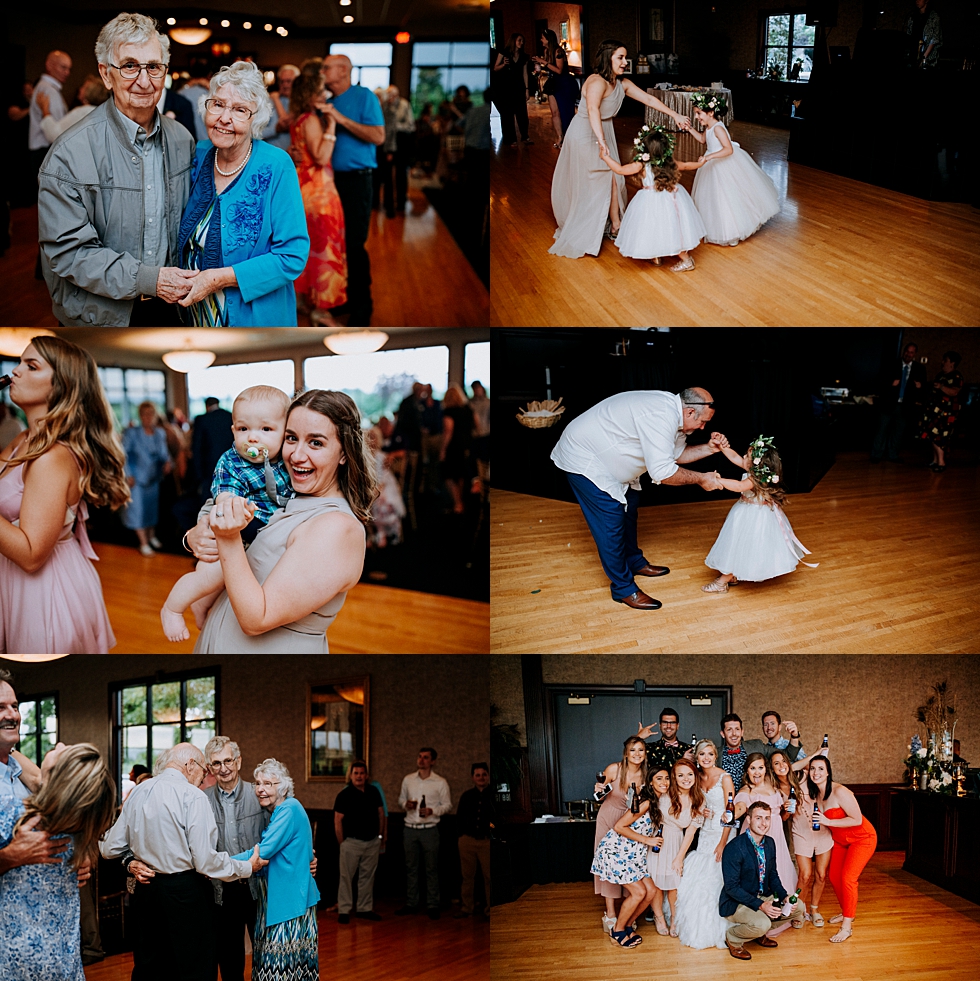  Lovely wedding guests dancing the night away at this southern charm wedding in Louisville Kentucky. Huber’s orchard and winery spring wedding Louisville Kentucky wedding photography by Lauren outdoor wedding ceremony wedding guests wedding dance #we