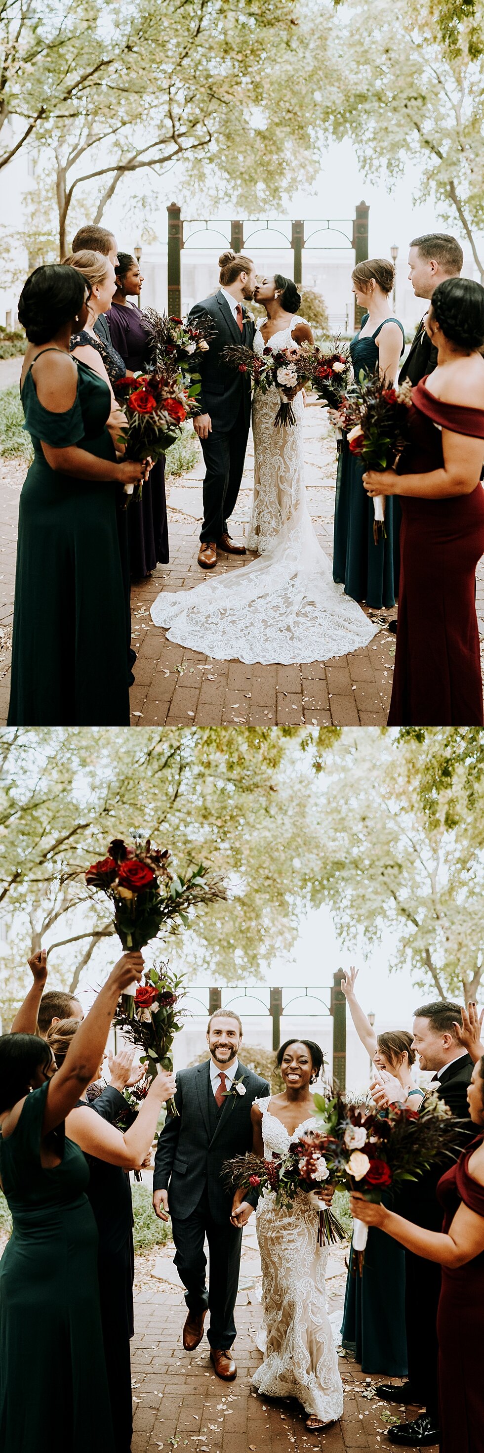  These jewel tones of emerald green, deep plum, peacock and burgundy worked so well together! What a great combination! #weddinggoals #weddingphotographer #married #ceremonyandreception #indianaphotographer #louisvillephotographer #weddingphotos #hus