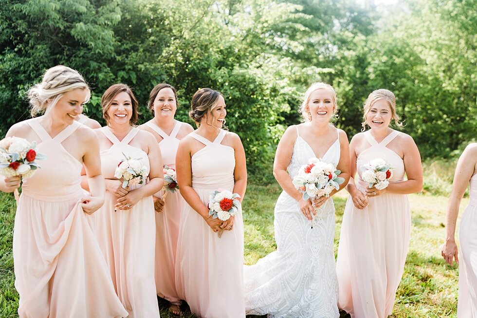  Bride and Bridesmaids  Bride and Groom having fun with their wedding party.  #thatsdarling #weddingday #weddinginspiration #weddingphoto #love #justmarried #midwestphotographer #kywedding #louisville #kentuckywedding #louisvillekyweddingphotographer