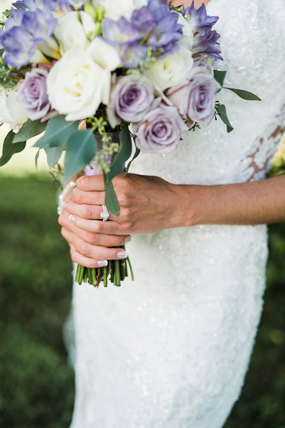  Close up of lavender bridal wedding bouquet, wedding ring and stunning wedding dress. wedding ceremony details stunning photography married midwest louisville kentucky #weddingphoto #love #justmarried #midwestphotographer #kywedding #louisville #ken