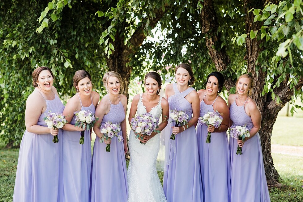  Bride and bridesmaids smiling and laughing on wedding day. wedding ceremony details stunning photography married midwest louisville kentucky #weddingphoto #love #justmarried #midwestphotographer #kywedding #louisville #kentuckywedding #auburnkyweddi