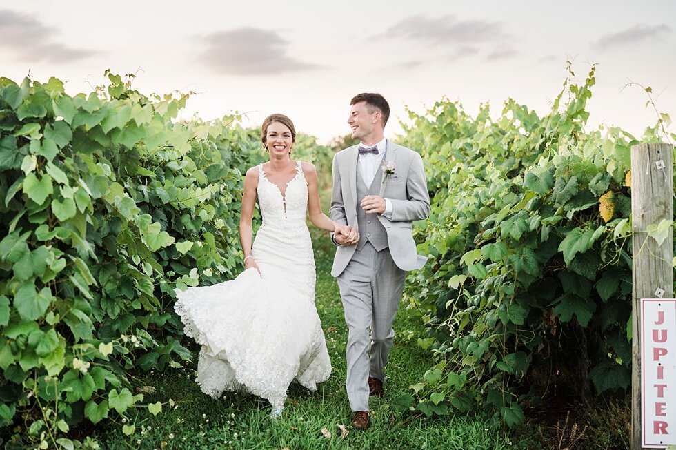  Bride and groom running through the winery fields after their wedding ceremony. wedding ceremony details stunning photography married midwest louisville kentucky #weddingphoto #love #justmarried #midwestphotographer #kywedding #louisville #kentuckyw