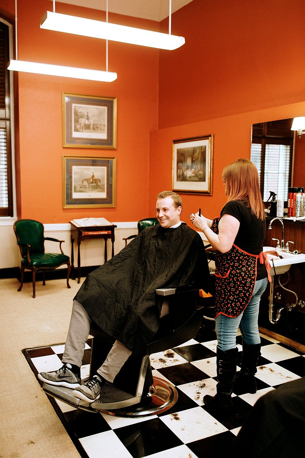  The barber shop where this groom put the final touches on his wedding look for his southern wedding in Lousisville, Kentucky. Brisk February winter wedding Pendennis Club Louisville, Kentucky southern wedding bride and groom carefree wedding breatht