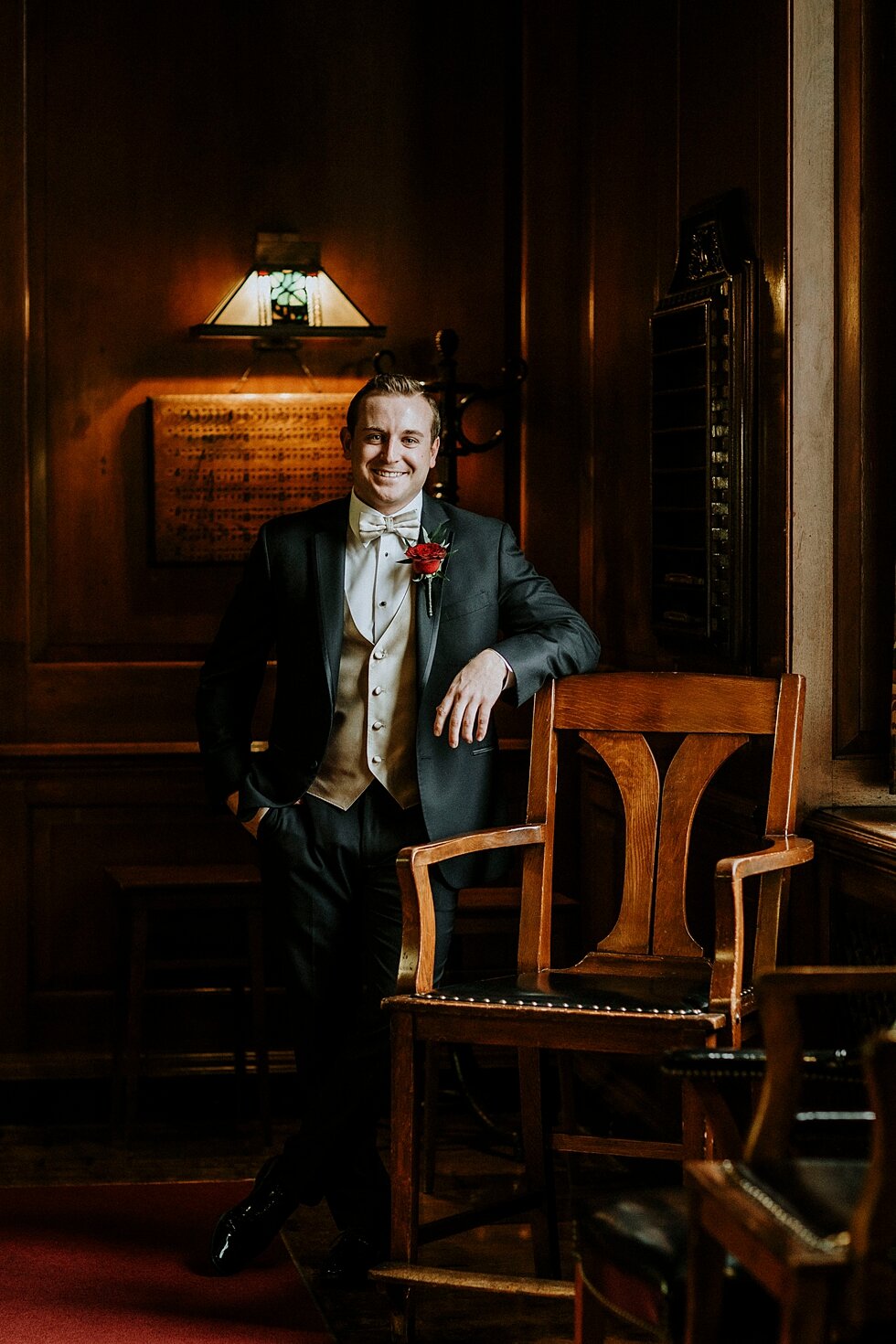  Groom portrait during the suspense filled moments just before he sees his stunning bride for the very first time on their wedding day. Brisk February winter wedding Pendennis Club Louisville, Kentucky southern wedding bride and groom carefree weddin