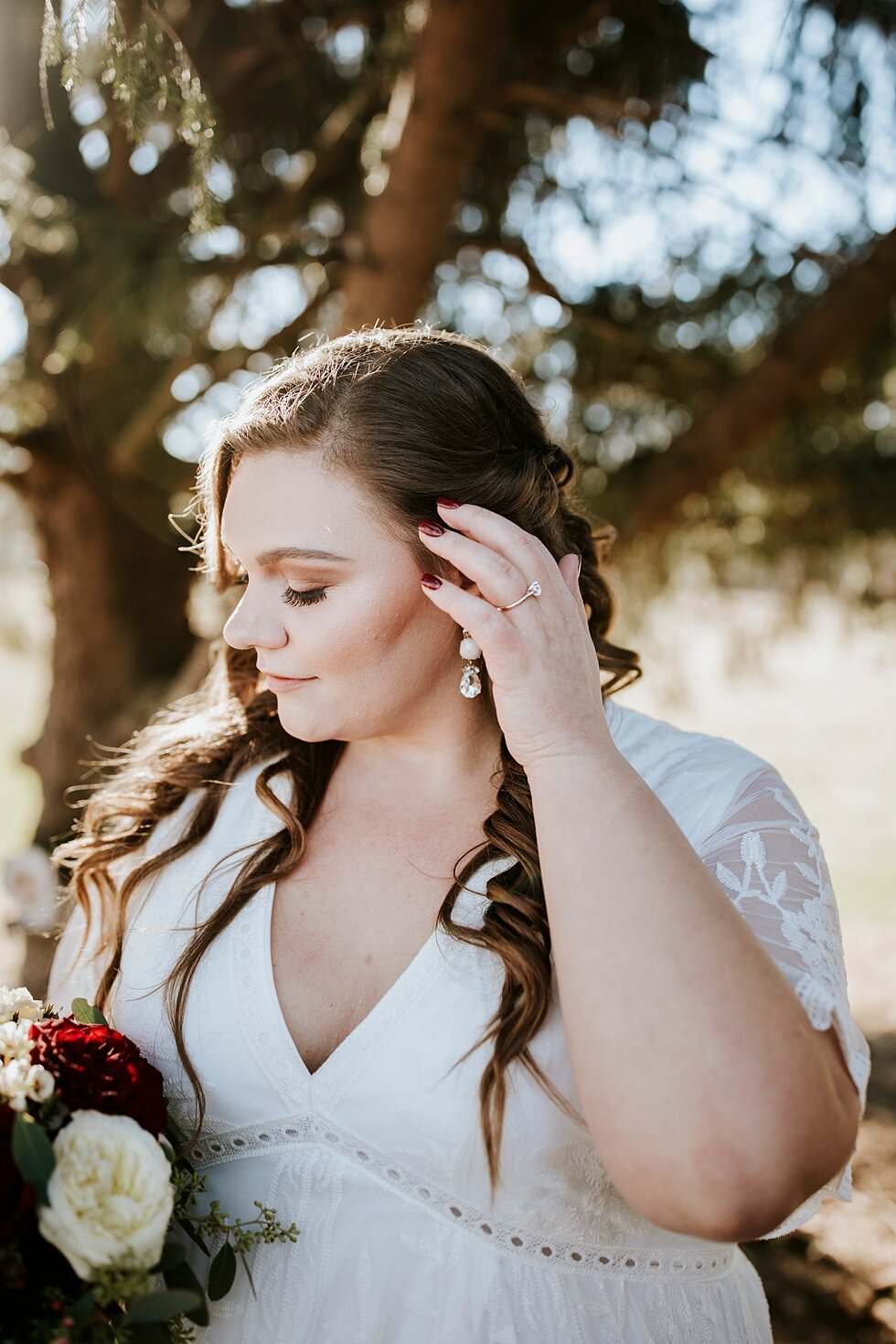  Stunning bride getting ready to walk down the aisle during her micro wedding in hopes that a much larger celebration of this special day will take place in the very near future. Southern wedding Indiana intimate wedding small ceremony microceremony 