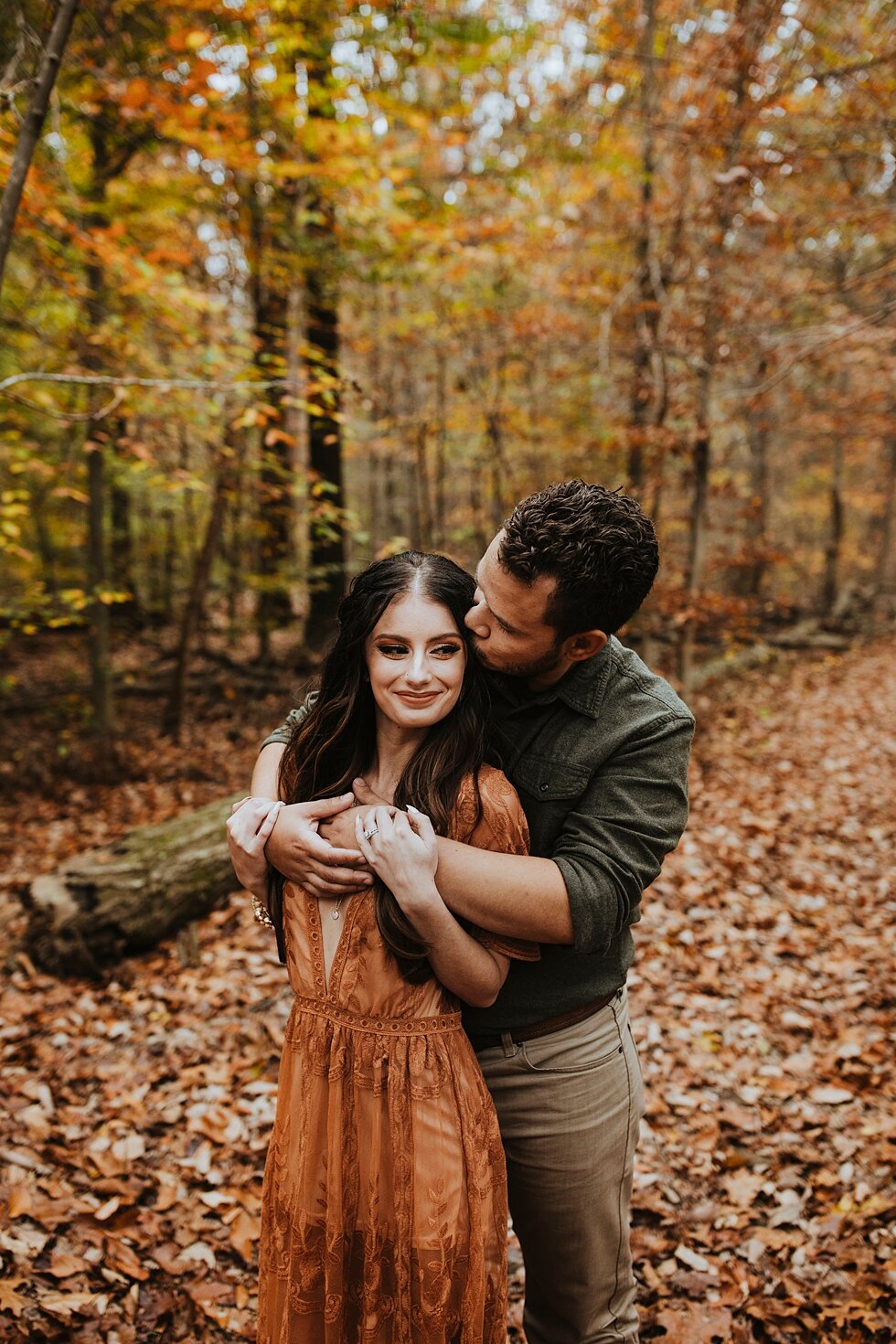  Bernheim Forest engagement session with the sweetest couple enjoying the midwest fall colors during their fall engagement and save the date session. engagement goals kentucky photographer outdoor engagement indiana photographer fall photo shoot oran