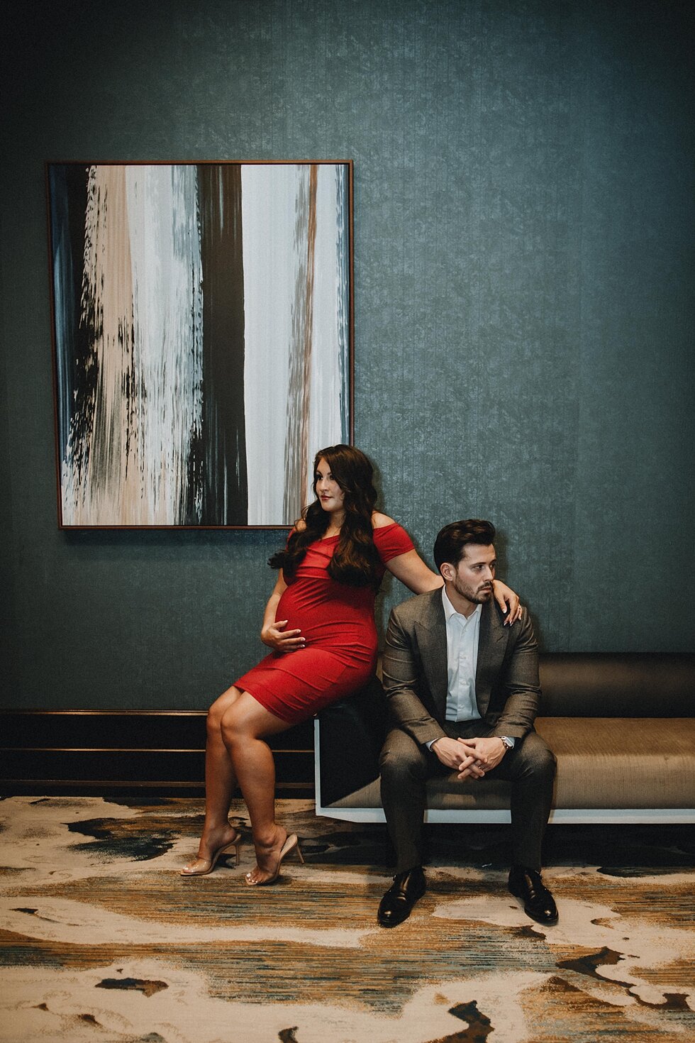  Bold wardrobe colors were perfect for this maternity session as the background in every photo helps make this mom and dad to be pop. #maternitygoals #maternityphotographer #babybump #kentuckyphotographer #fancymaternitysession #modernmaternitysessio