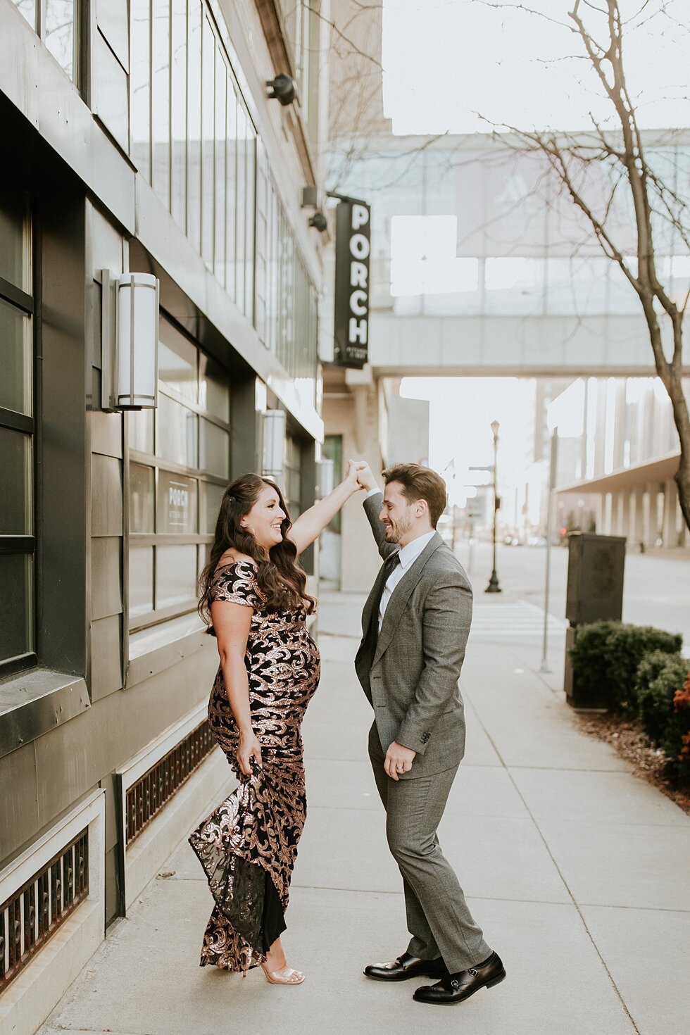  Dancing into parenthood wearing the last formal attire they may be in for quite some time as they turn from a family of two to a family of three. #maternitygoals #maternityphotographer #babybump #kentuckyphotographer #fancymaternitysession #modernma