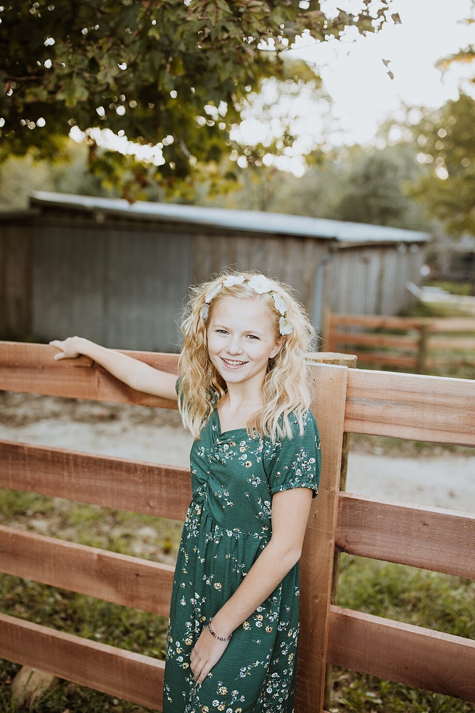  Emerald green floral dress worn by this daughter during her mother and daughter photo session in Louisville, Kentucky. Fall Louisville Kentucky photographer mother daughter photography session portraits loving relationship western girls country root
