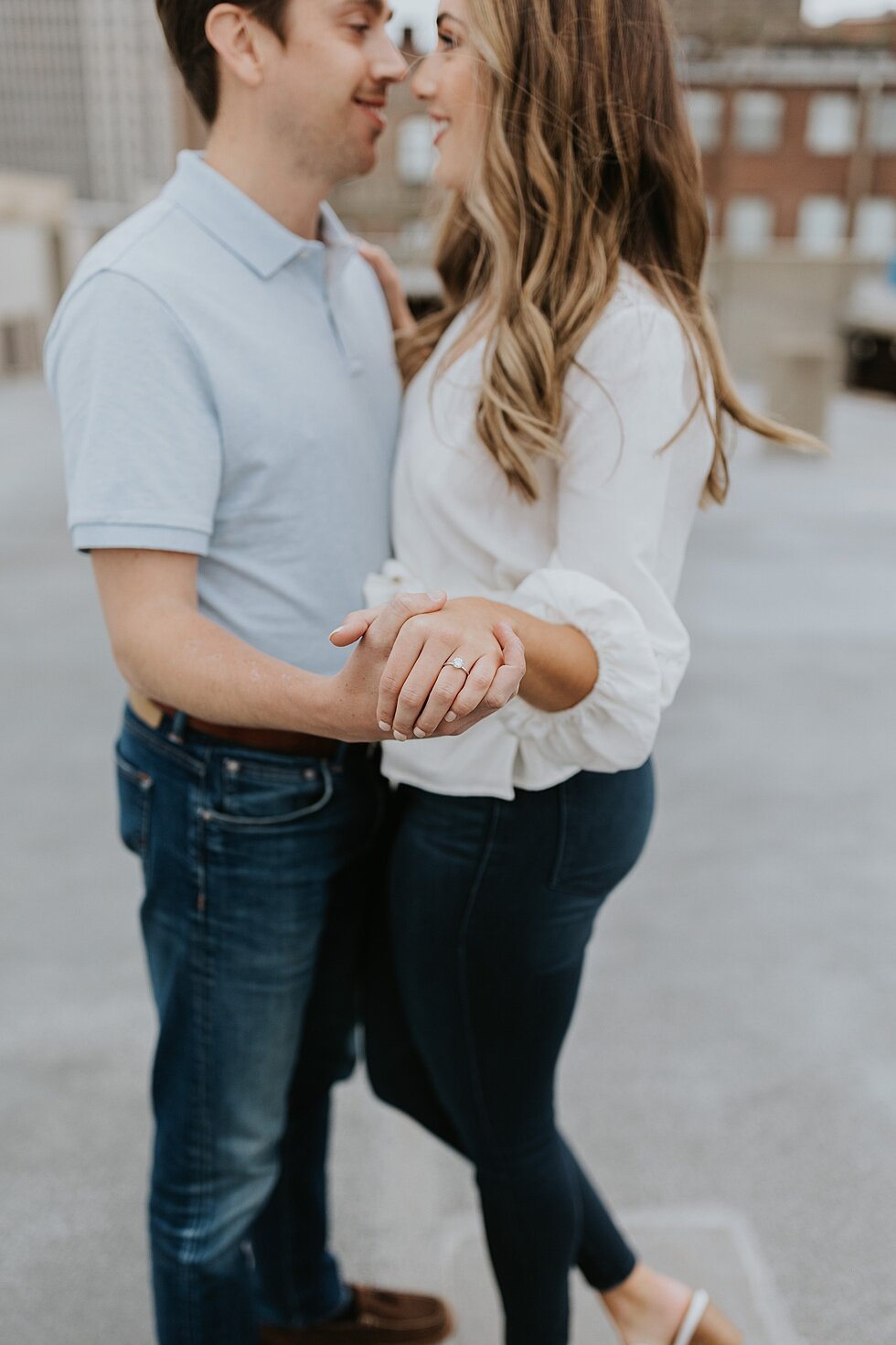  Rooftop engagement session in Louisville, Kentucky. getting married outdoor session engaged couple together wedding preparation love excited stunning relationship #engagementphotos #midwestphotographer #kywedding #louisville #rooftop #stjamescourt #