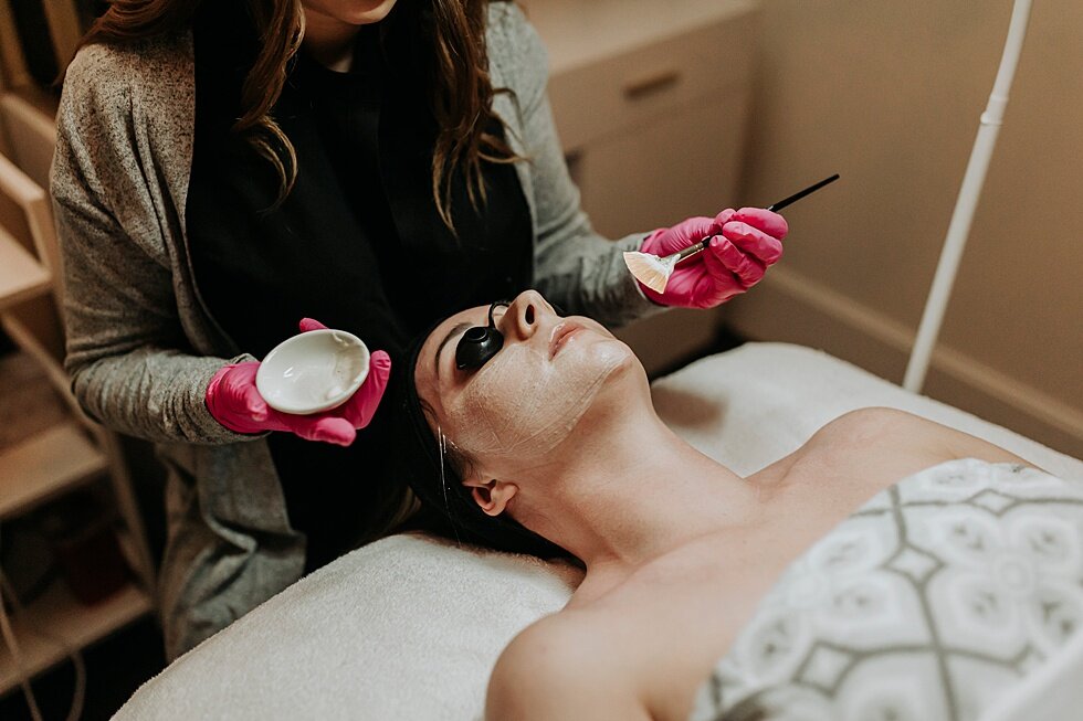  Relaxation on a whole new level at Skincare Boutique, Skintuition in Louisville, Kentucky. clean lines modern boutique skincare health branding wellness selfcare gold black spa dermaplaning aesthetician specialty#branding #brandingsession #headshots