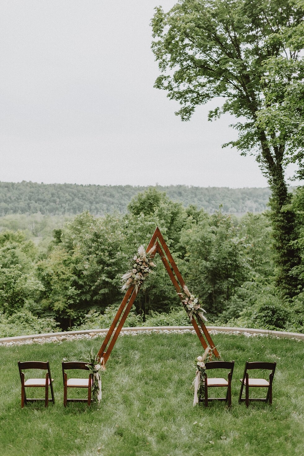  Seating for four at the intimate elopement ceremony at Goshen Crest Farm in Louisville, Kentucky. elopement goshen crest farm louisville kentucky elopement photographer simplistic sweet intimate stunning backyard farm wedding #springweddingday #elop