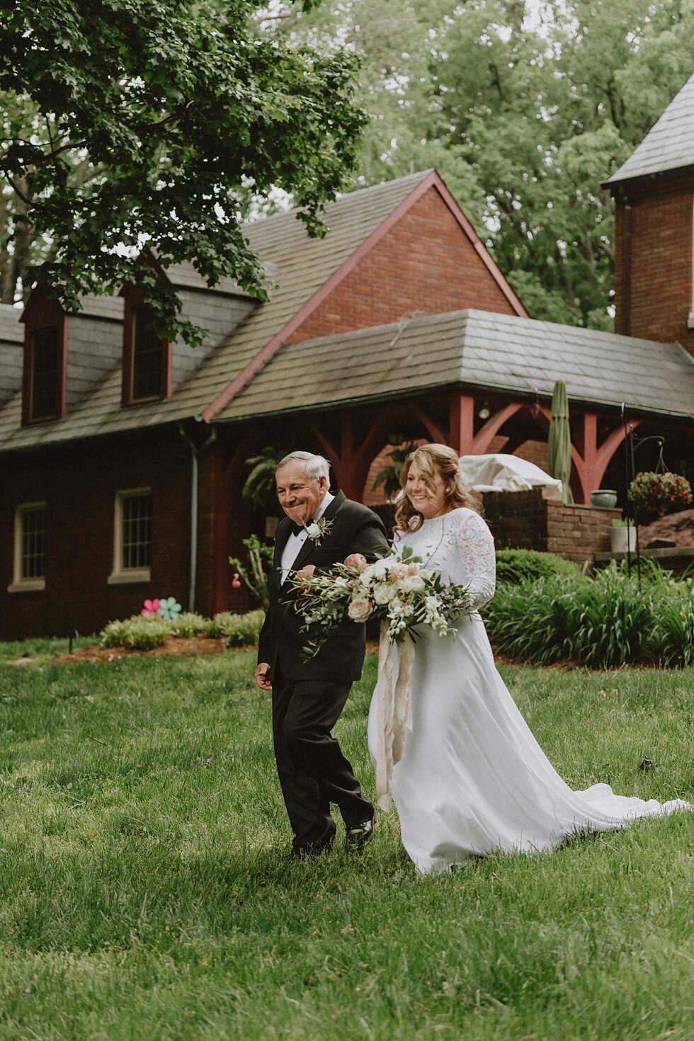  Here comes the bride with the father of the bride. elopement goshen crest farm louisville kentucky elopement photographer simplistic sweet intimate stunning backyard farm wedding #springweddingday #elopement #weddinginspiration #weddingphoto #love #