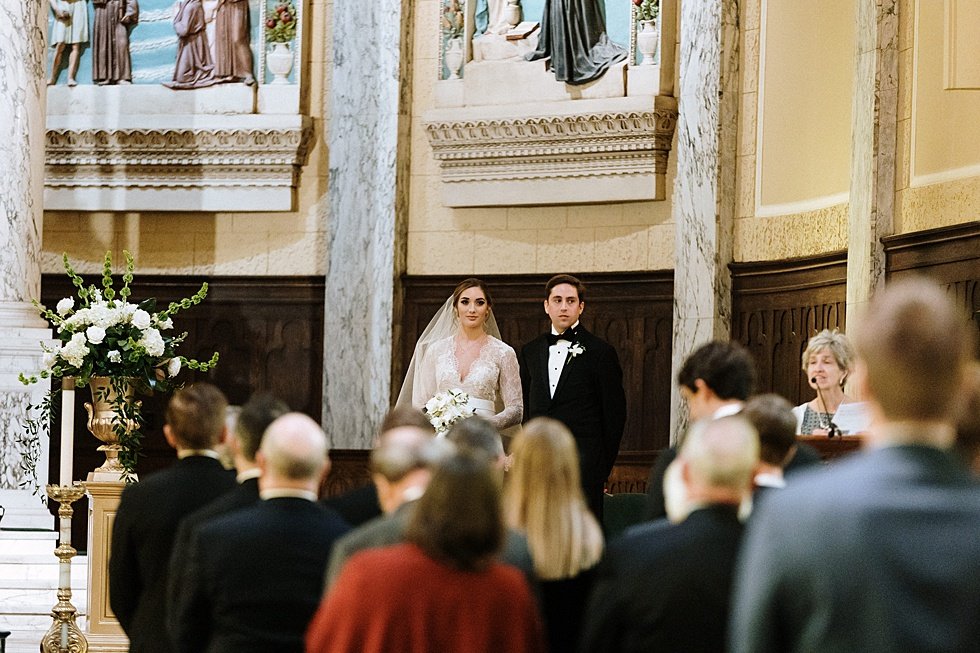  Wedding ceremony at St Agnes catholic church. Lauren and Adam's winter wedding at St Agnes Catholic church and the Frazier History Museum. 