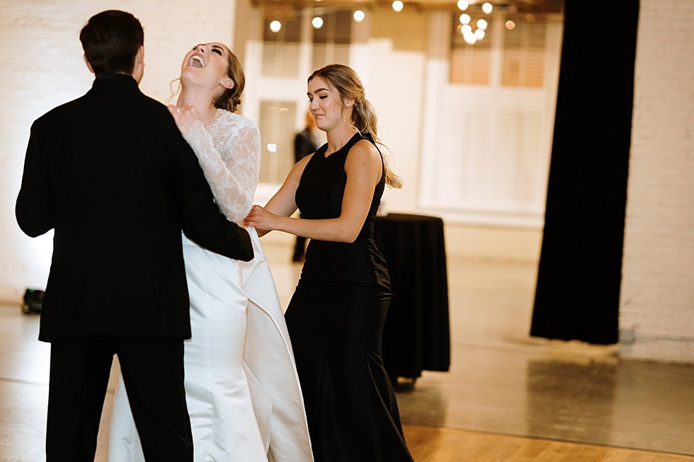  Bride and Groom First dance at wedding reception. Lauren and Adam's winter wedding at St Agnes Catholic church and the Frazier History Museum. 