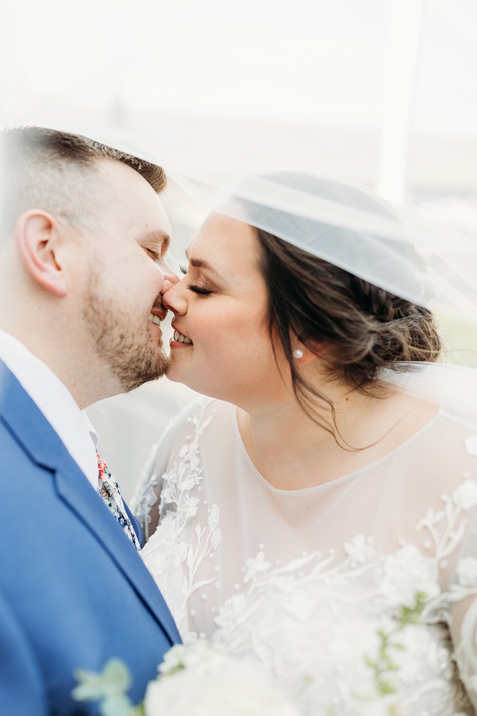  Bride and Groom portraits on wedding day. Spring wedding at The Refinery Jeffersonville, Indiana 