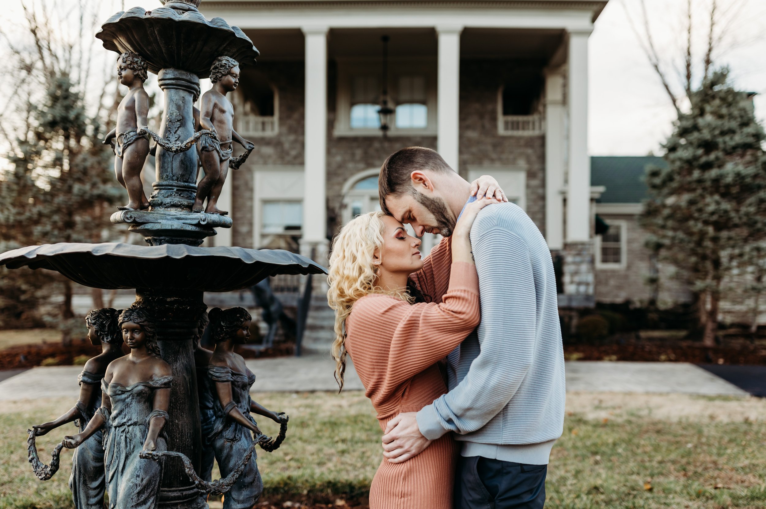  Engagement session at cpuples' home and property. Louisville, Kwntucky engagement photographer. 
