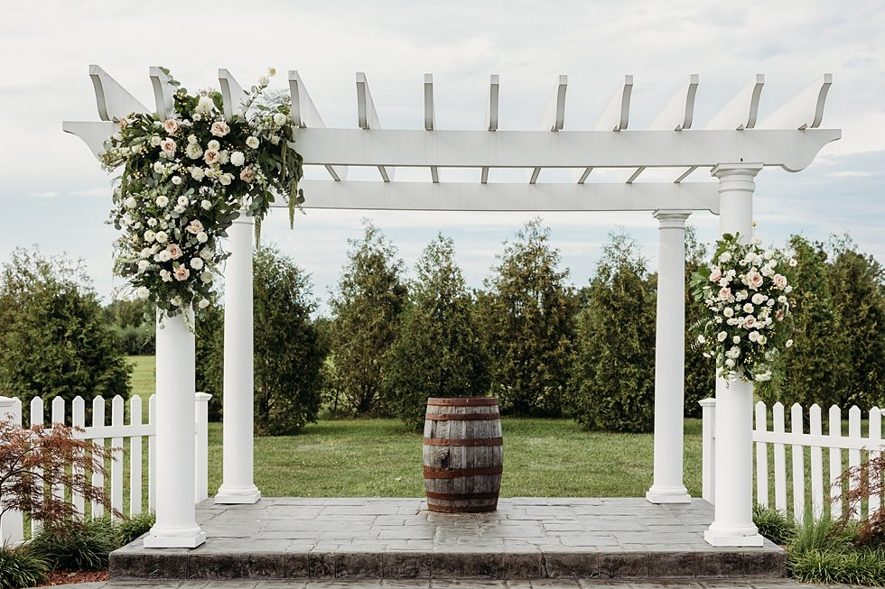  Outdoor wedding ceremony at Huber's Orchard and Winery in Starlight, Indiana. 