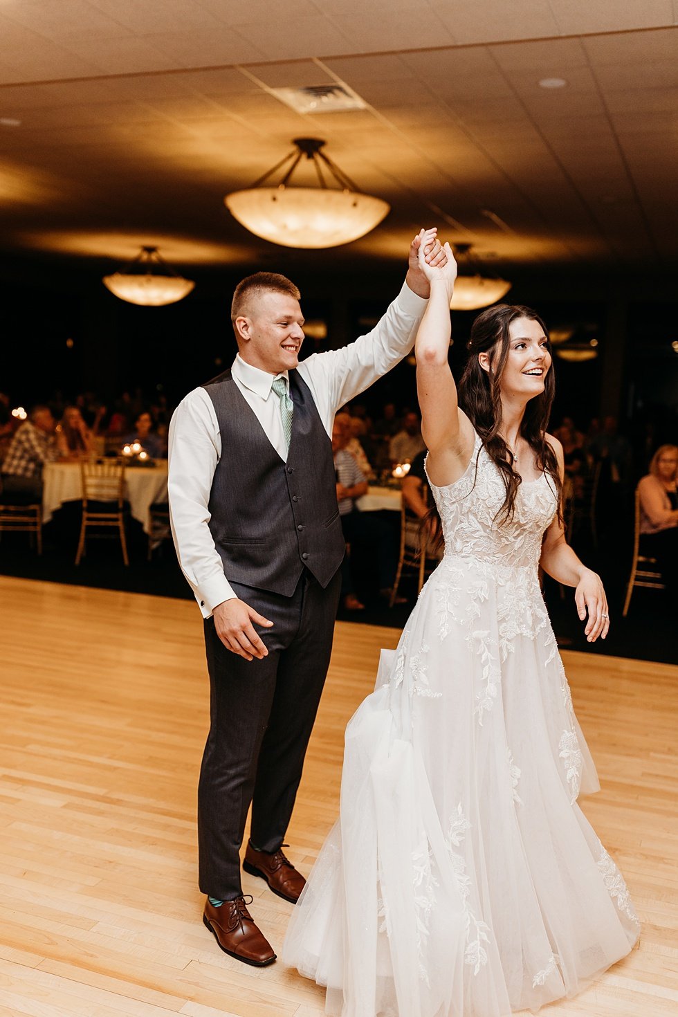  Couple's first dance at Huber's Orchard and Winery in Starlight, Indiana. 