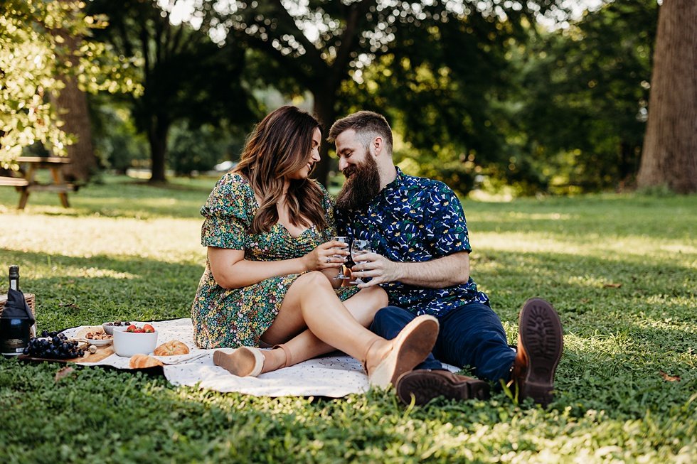  Picnic session in central park  followed by a surprise proposal and engagement session on the  Belvedere Louisville, Kentucky. 