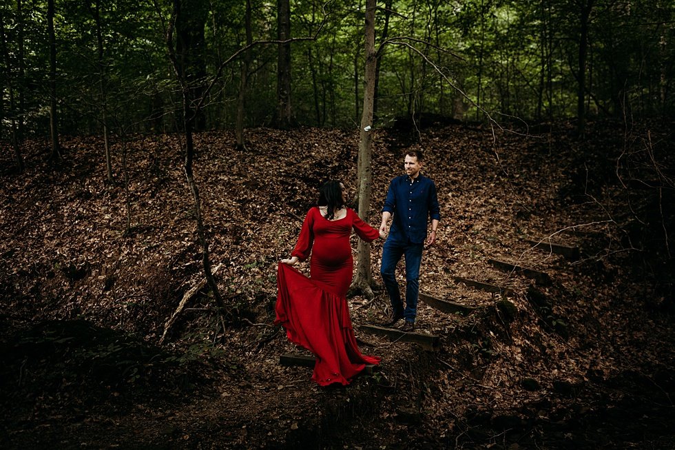  Dark and moody fairytale maternity session at Bernheim Forest 