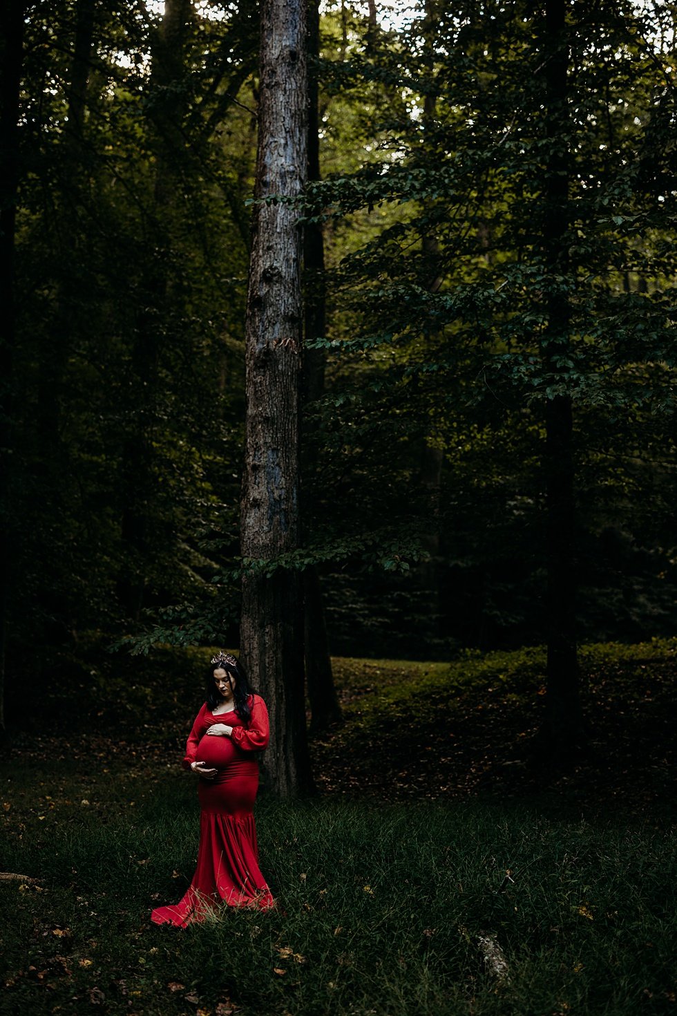  Dark and moody fairytale maternity session at Bernheim Forest 