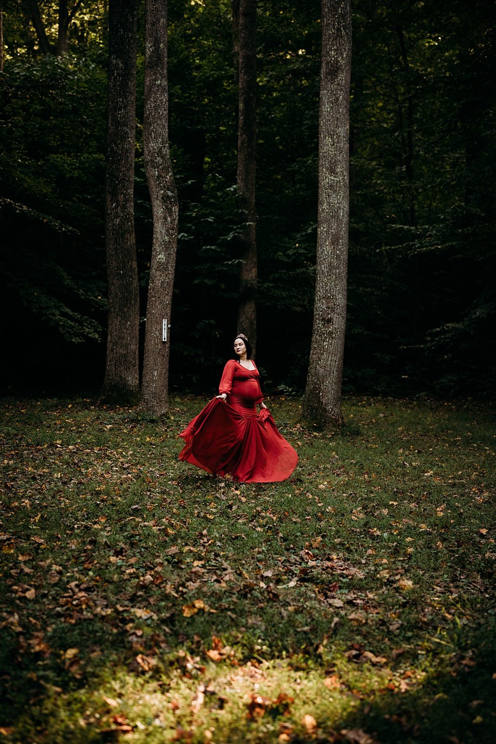  Dark and moody fairytale maternity session at Bernheim Forest 