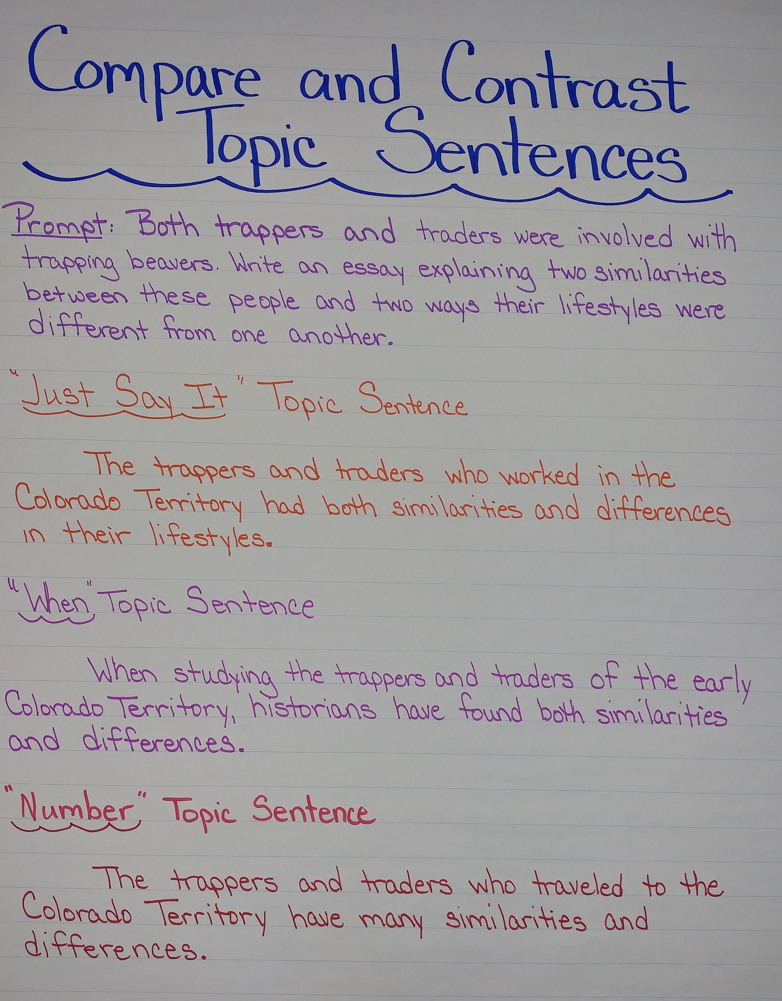 compare and contrast sentences