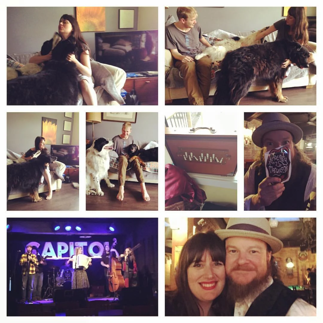 Thank heavens for The Whiskey Jerks (Saskatoon)! Not only did they rock the ticket with us at Capitol Music Club, but Gillian connected us with our host Gary (not pictured here), who was up late to receive us, and who gave us coffee and conversation in the morning despite being on the mend from a flu. Also, Gillian's dogs were a treat in the morning! 
