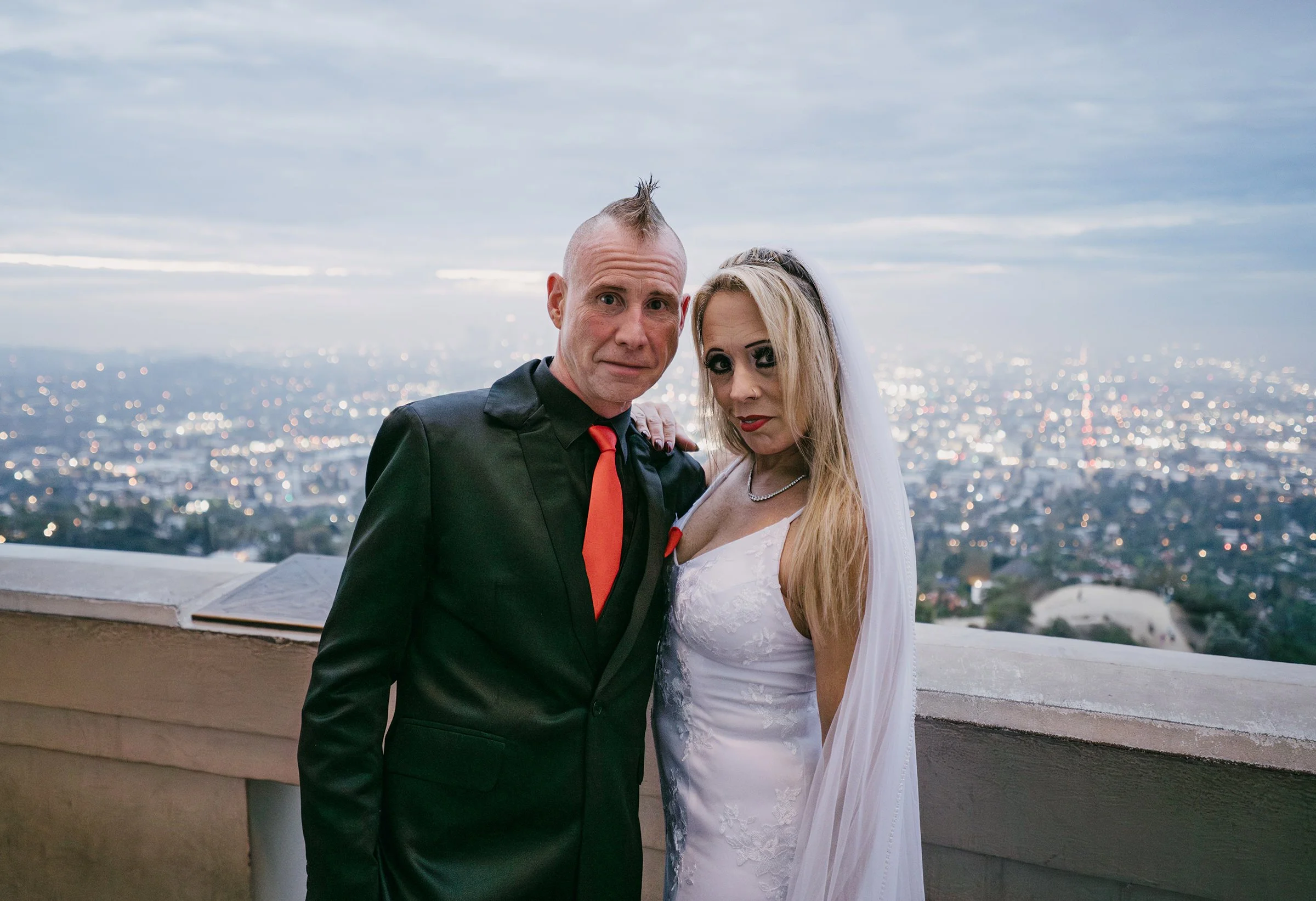 Romantic blue-hour couples photography at Griffith Observatory
